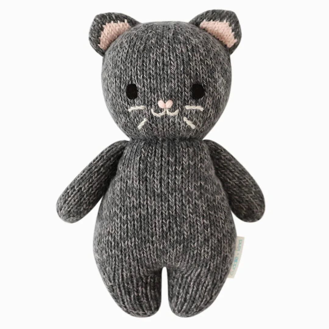 Baby Kitten Charcoal Hand-Knit Doll
