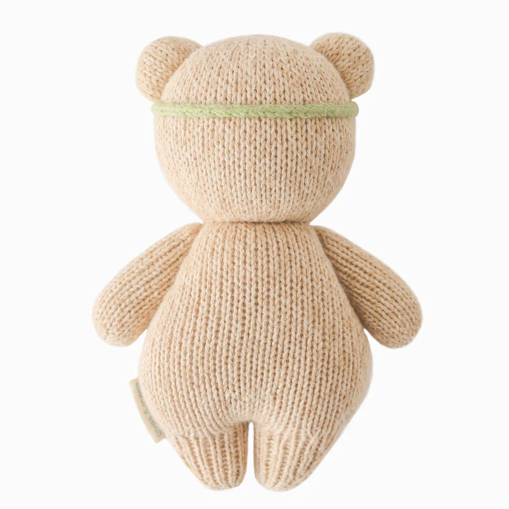 Baby Honey Bear Ivory Floral Hand-Knit Doll