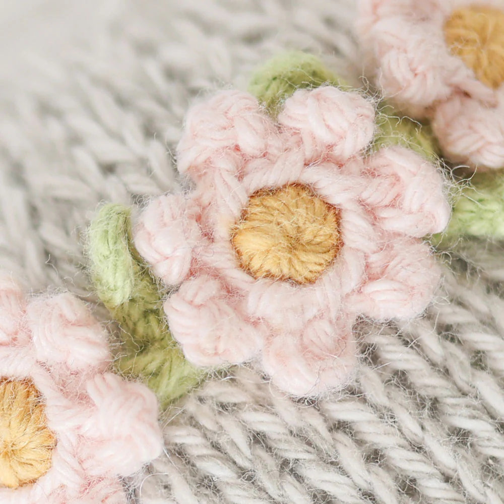Baby Elephant Blush Floral Hand-Knit Doll
