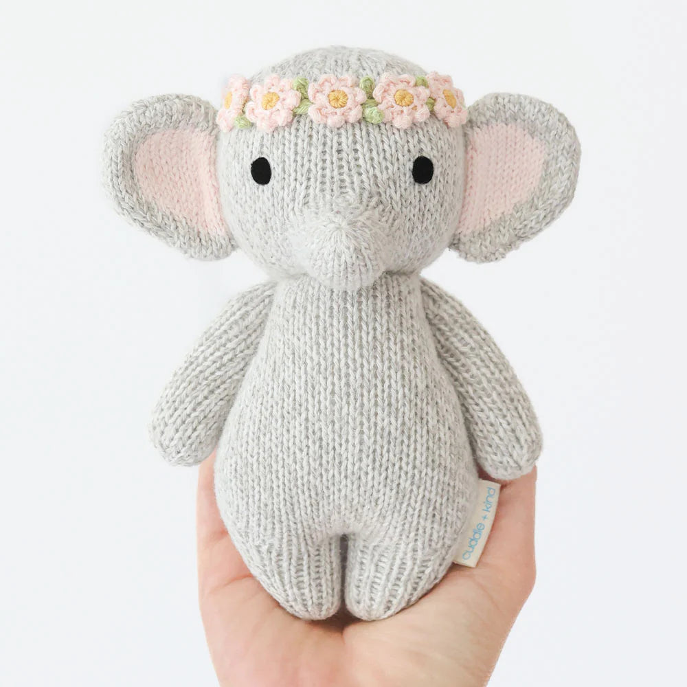 Baby Elephant Blush Floral Hand-Knit Doll