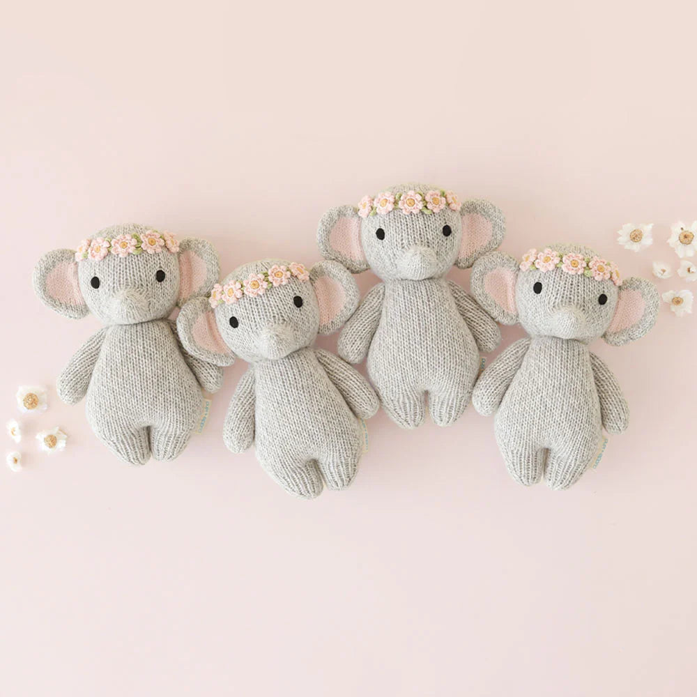 Baby Elephant Blush Floral Hand-Knit Doll