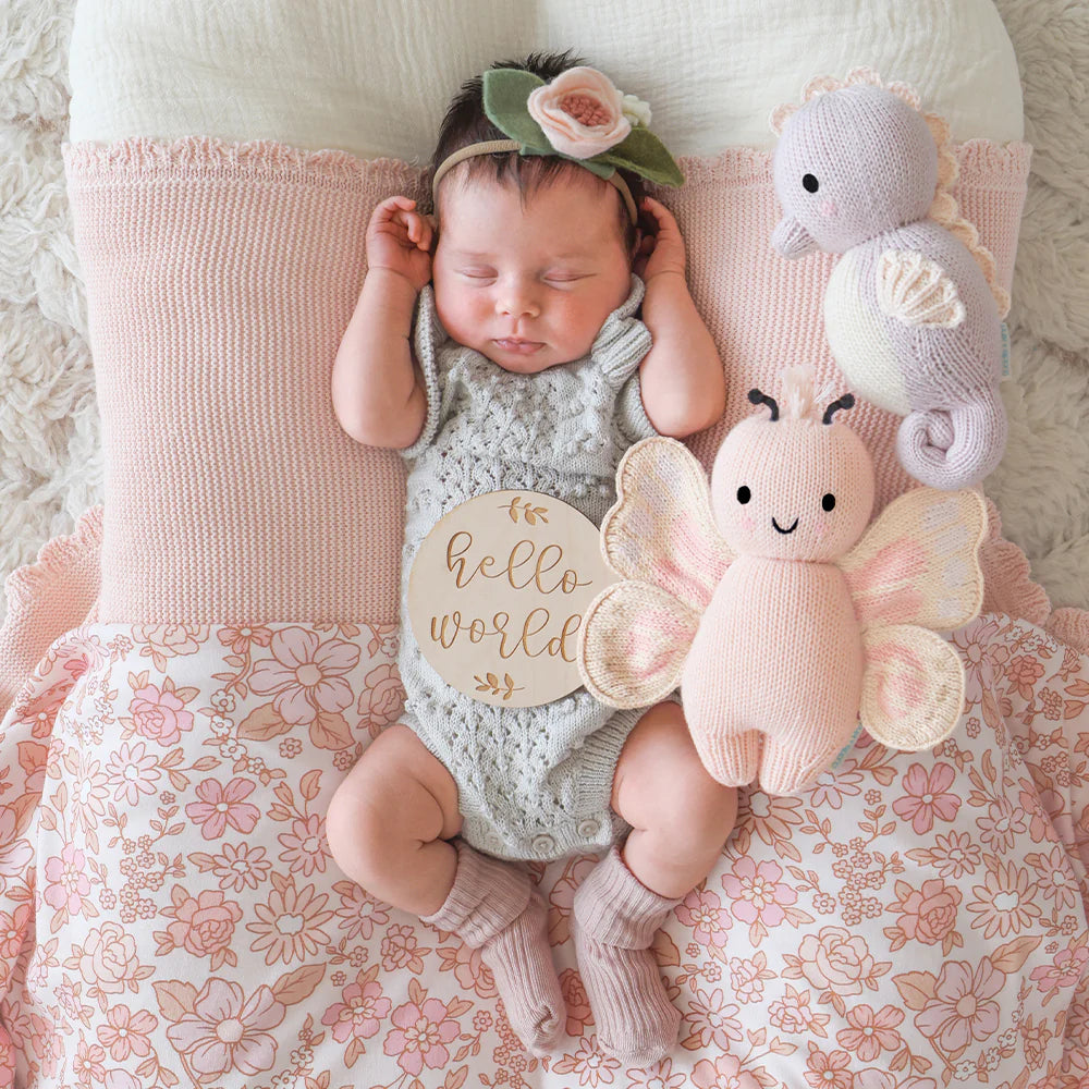 Baby Butterfly Petal Pink Hand-Knit Doll