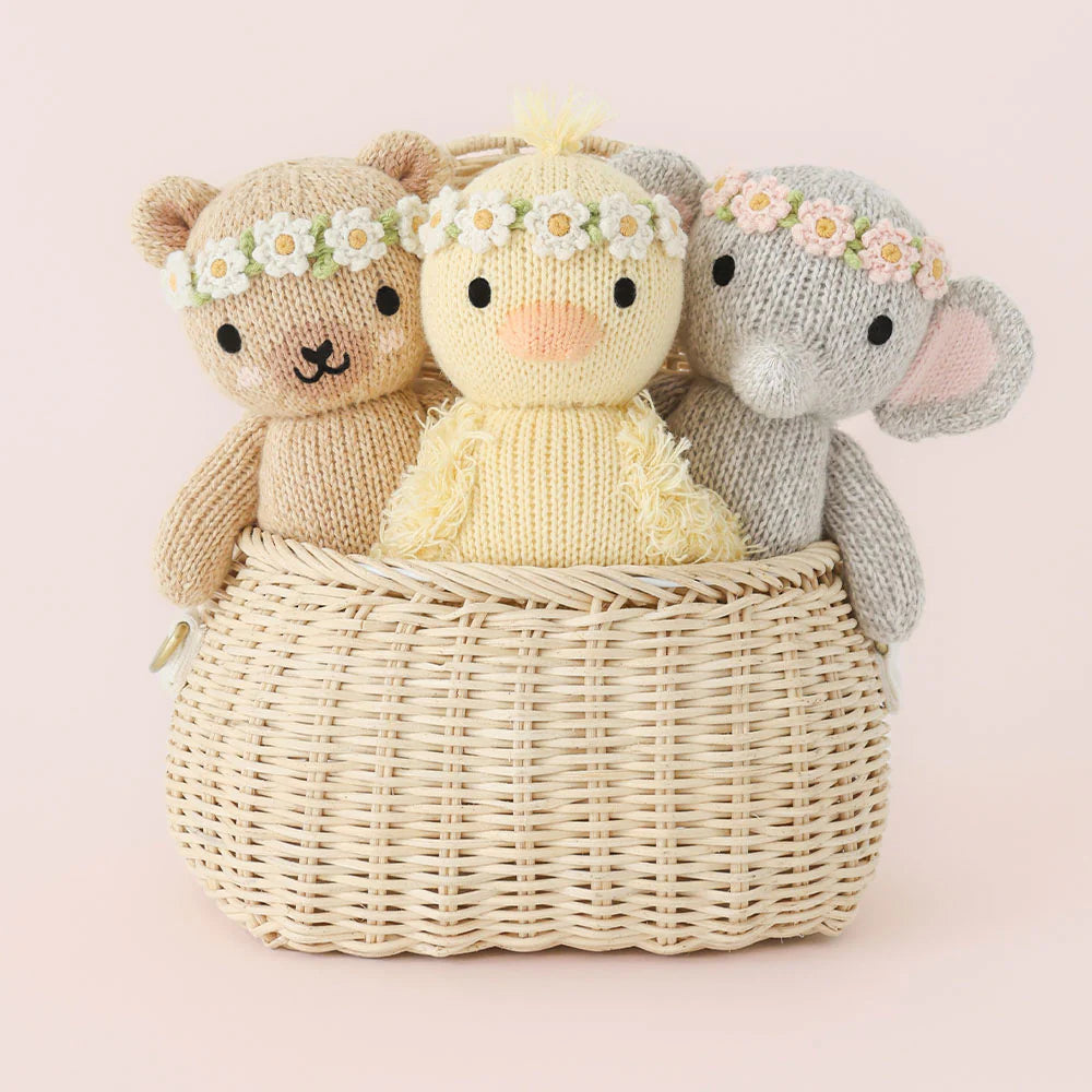 Baby Elephant Blush Floral Hand-Knit Doll