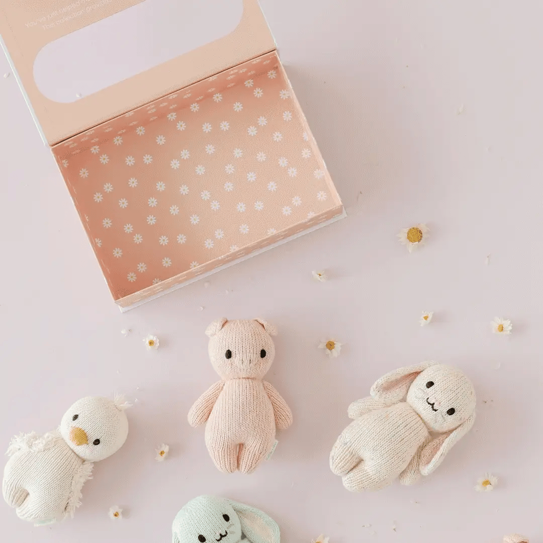 Baby Bunny Confetti Hand-Knit Doll