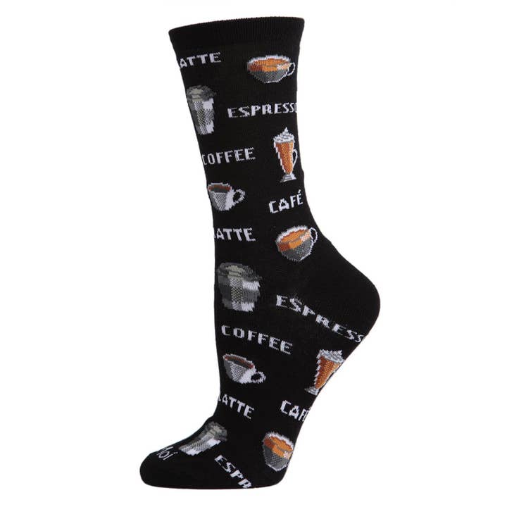 Women's Bamboo Crew Socks Black Various Coffee