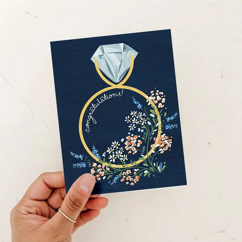 Navy Floral Congratulations Card