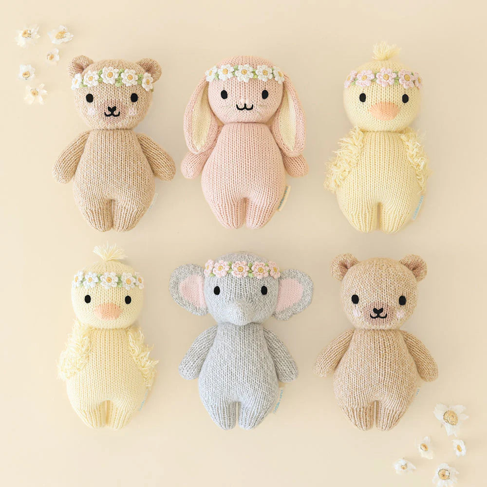 Baby Elephant Blush Floral Hand-Knit Doll