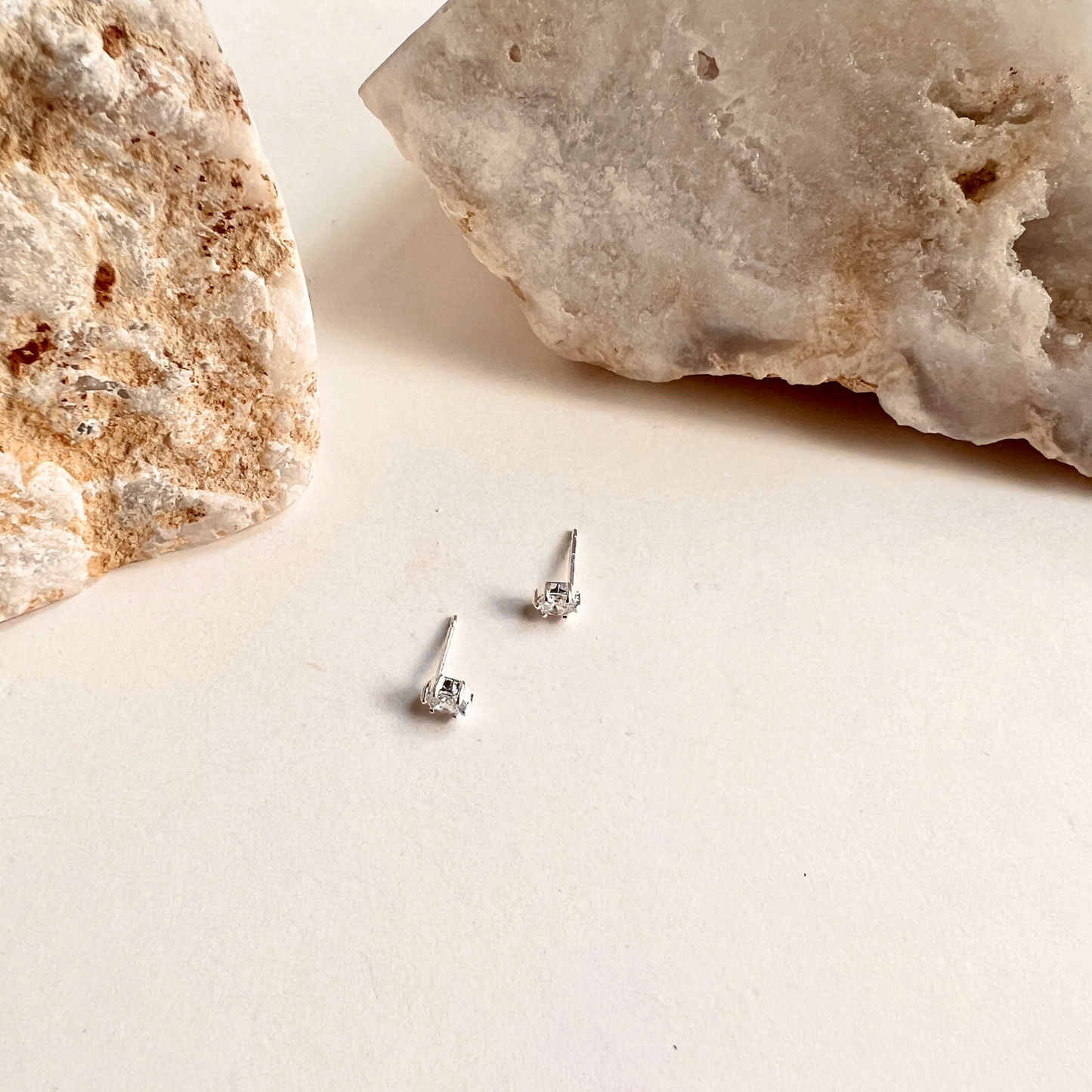 3 X 4 mm Oval Claw Set Stud CZ Earrings