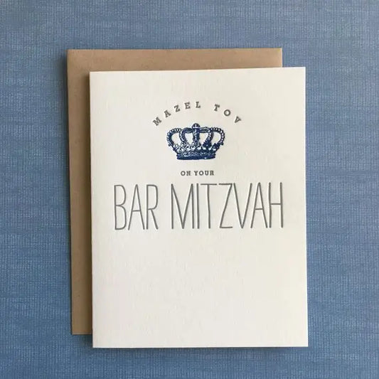Blue Bar Mitzvah Crown Card