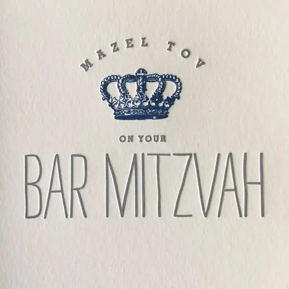 Blue Bar Mitzvah Crown Card