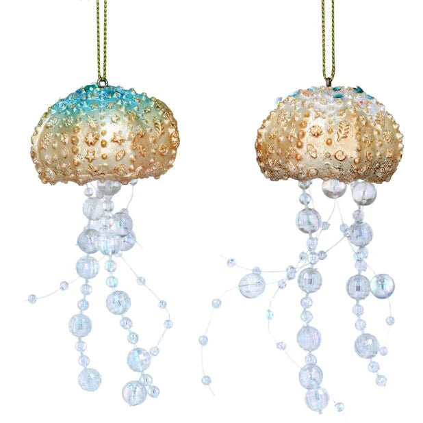 Painted Resin Jelly Fish Ornaments With Iridescent Legs