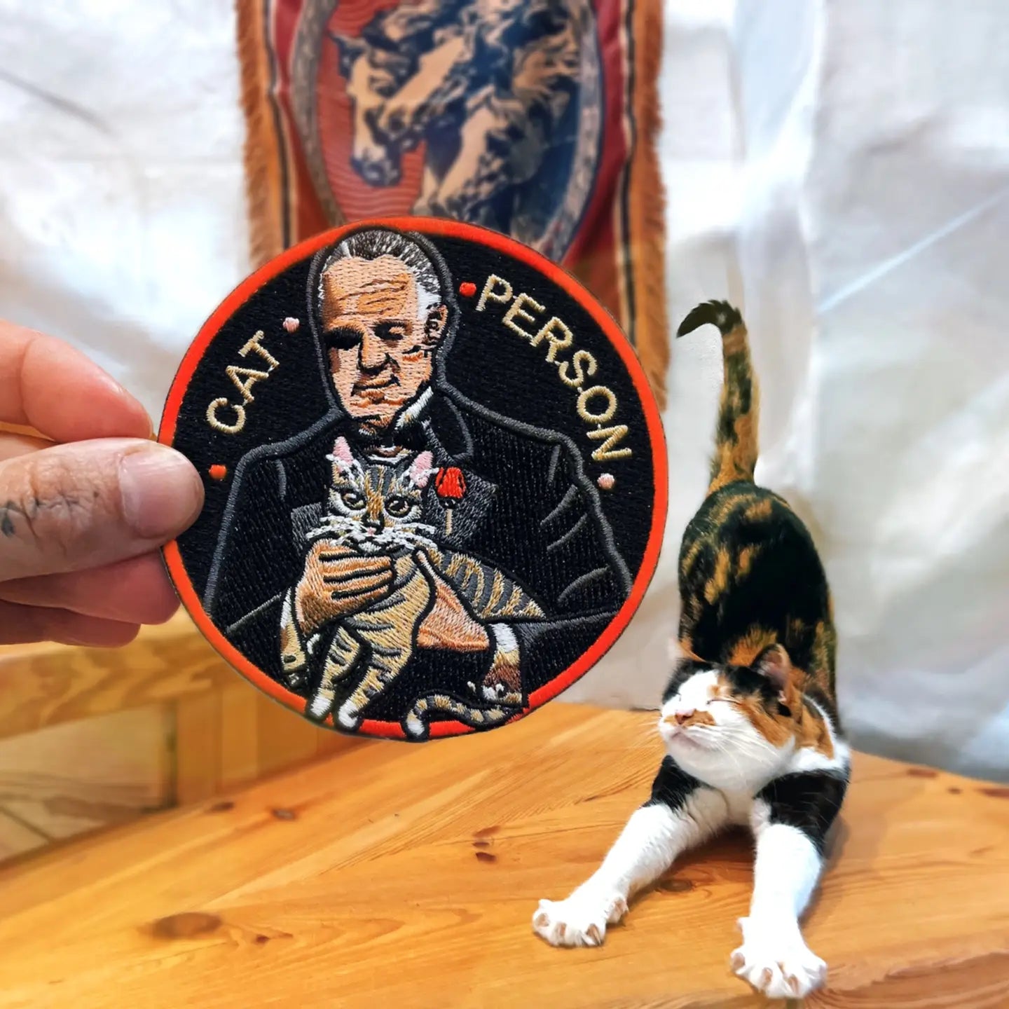 #125 Godfather Cat Person Stick-On Patch