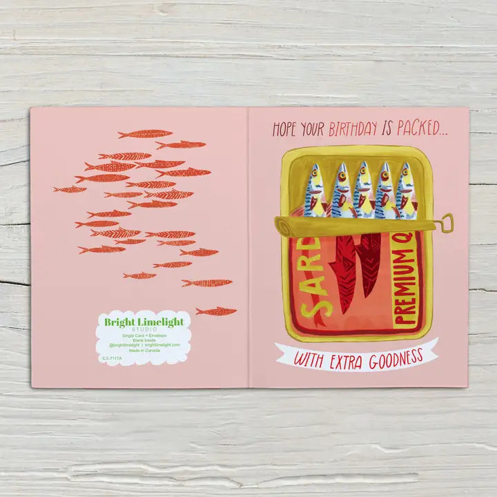 Packed Sardine Tin Birthday Card