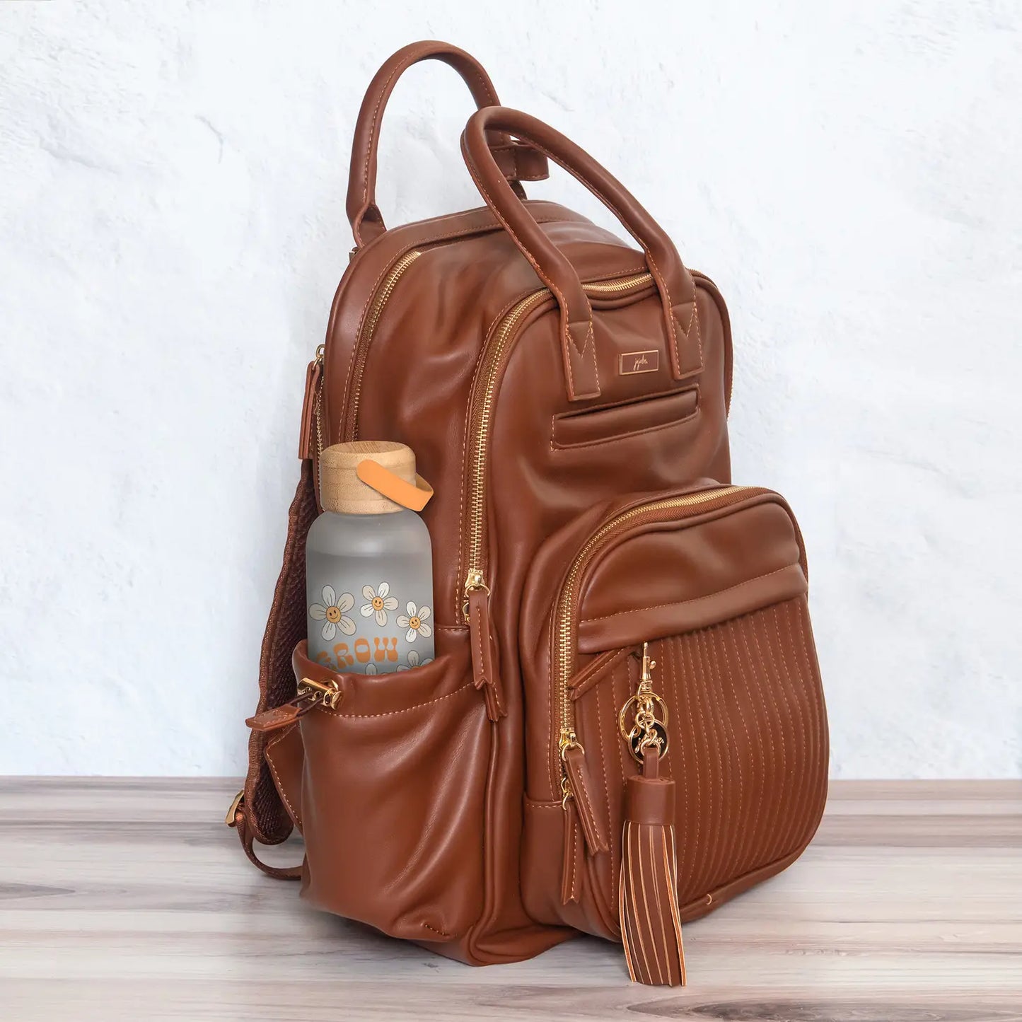Grow with the Flow Glass Water Bottle with Bamboo