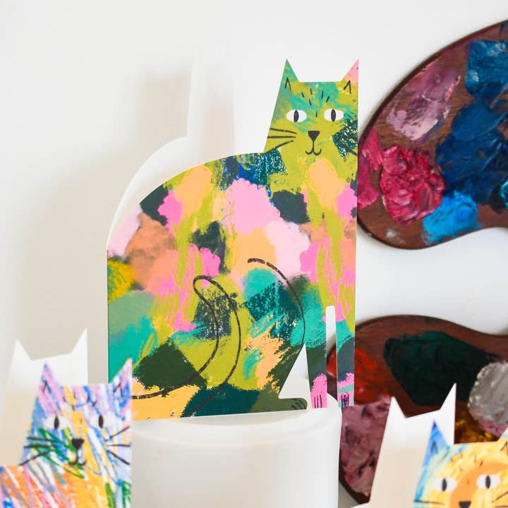 Splodge Cat cut out card