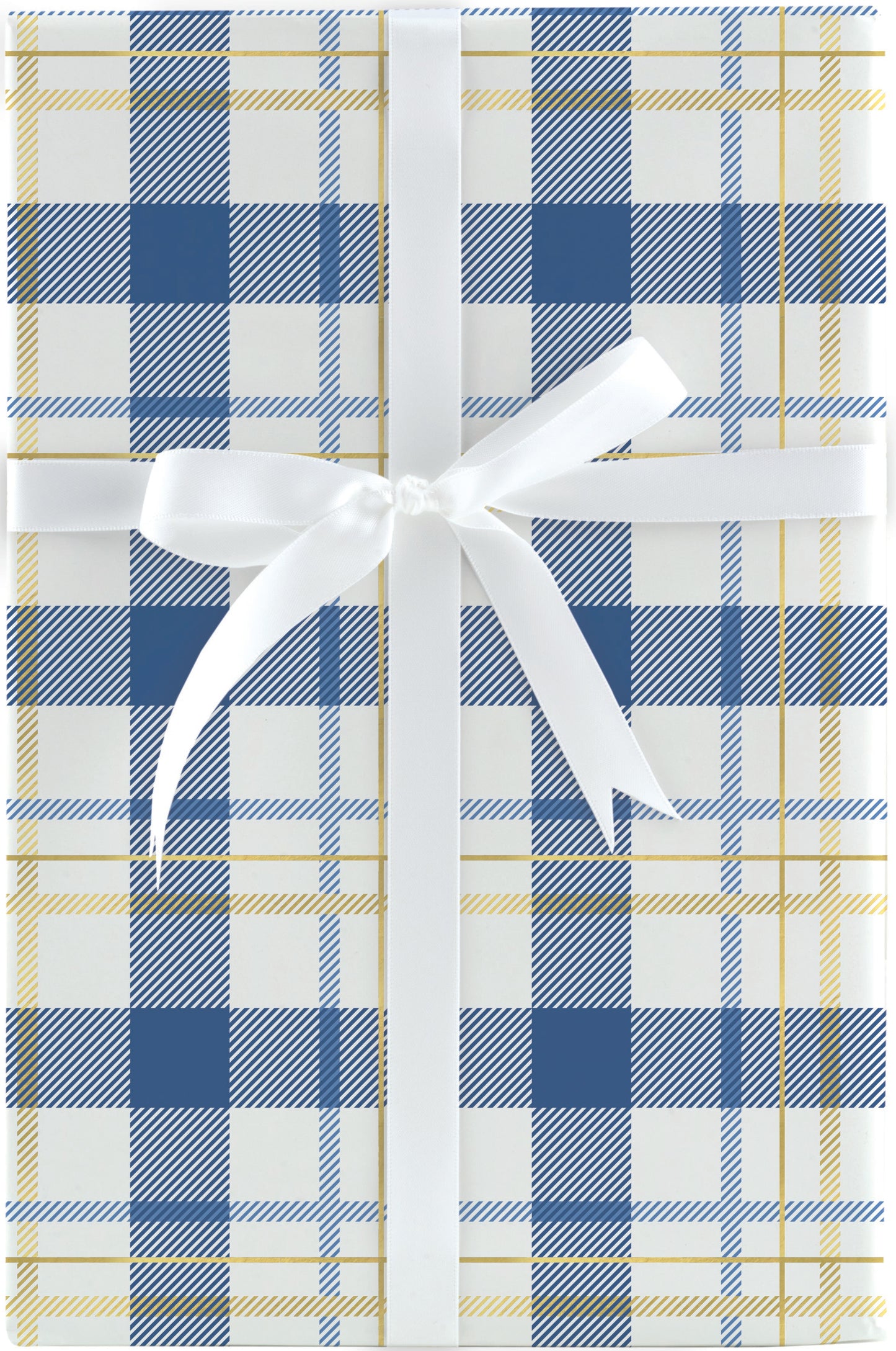 Blue & Gold Plaid Jumbo Roll Wrap 10Ft