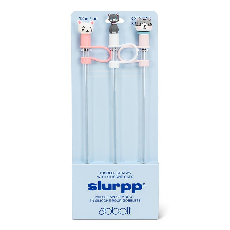 Jumbo Straws with Cat Caps. Set of 3