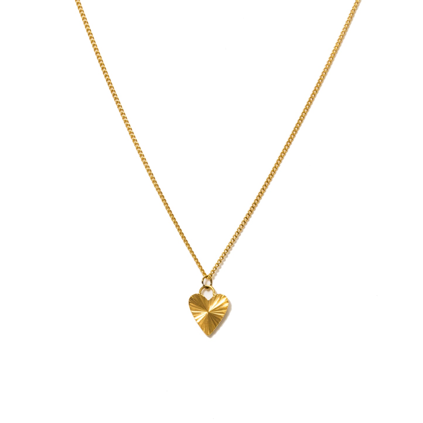 Fluted Heart Necklace Gold
