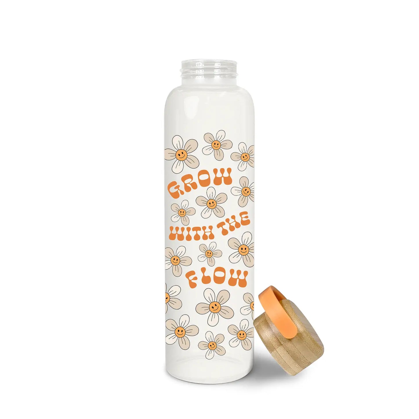 Grow with the Flow Glass Water Bottle with Bamboo