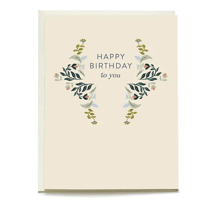 Mirrored Vine Flutter Birthday Greeting Card