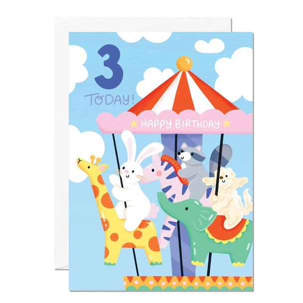 3rd Carousel Birthday Card