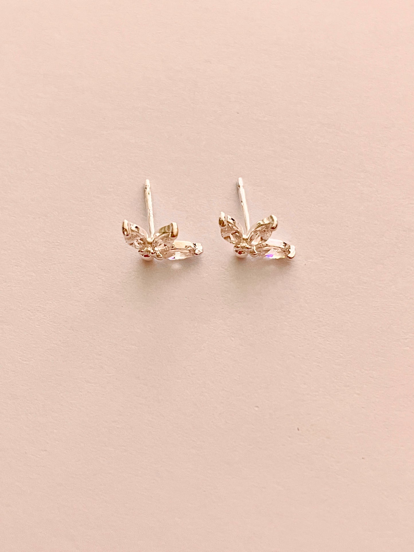 3 Cz Petals Stud Sterling Silver Earrings