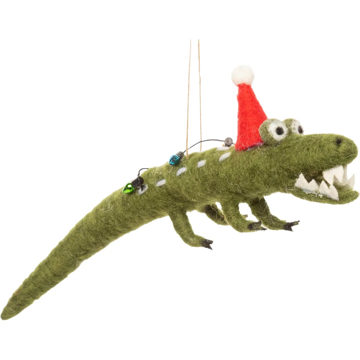 F82 - Felt Alligator With Santa Hat Ornament