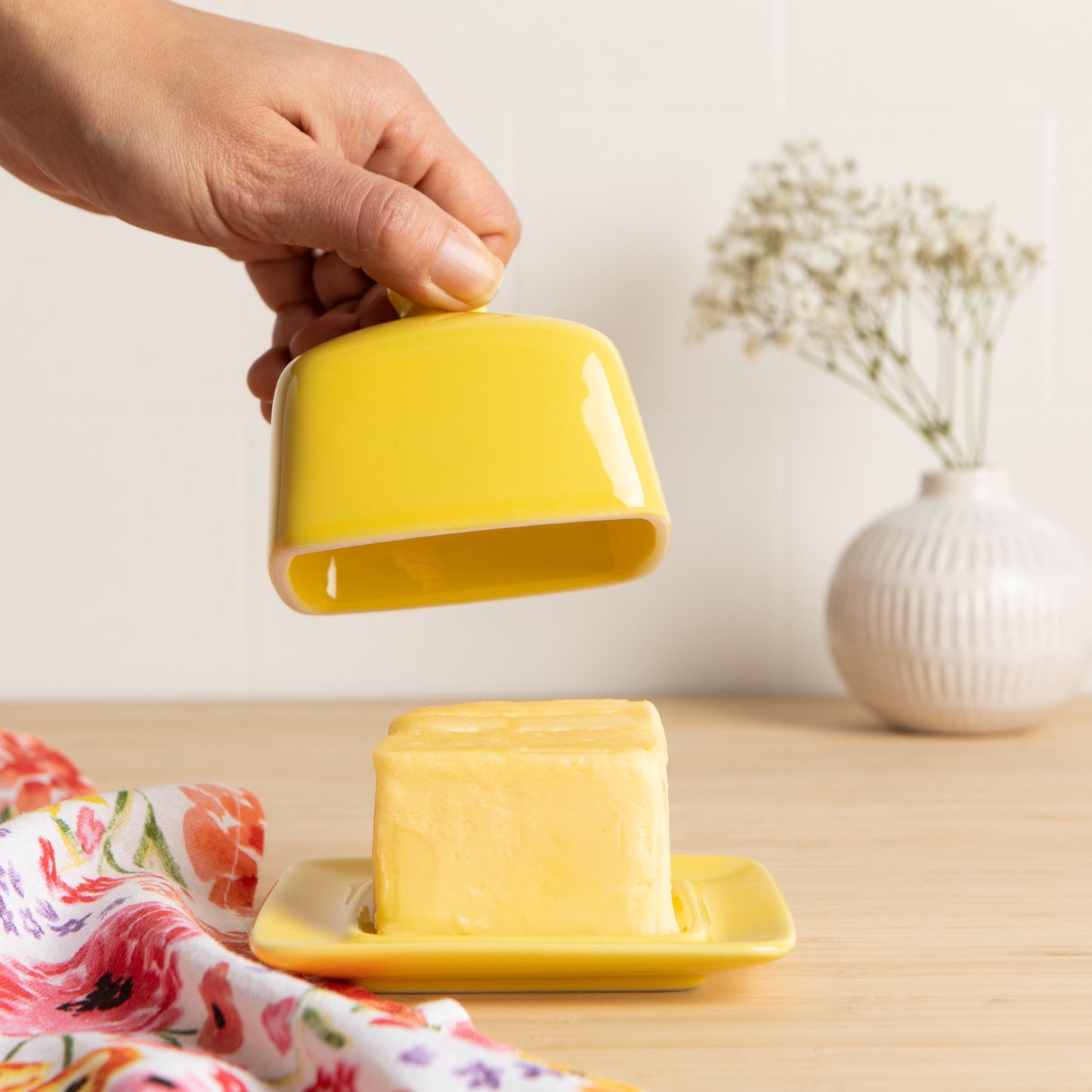 Square Lemon Yellow Butter Dish