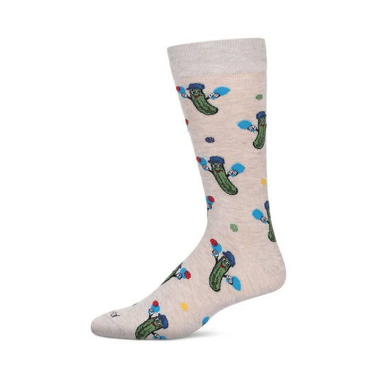 Men's Bamboo Crew Socks Ivory Heather Pickleball