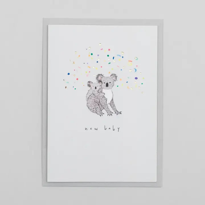 New Baby Koala Card With Gold Foil Confetti