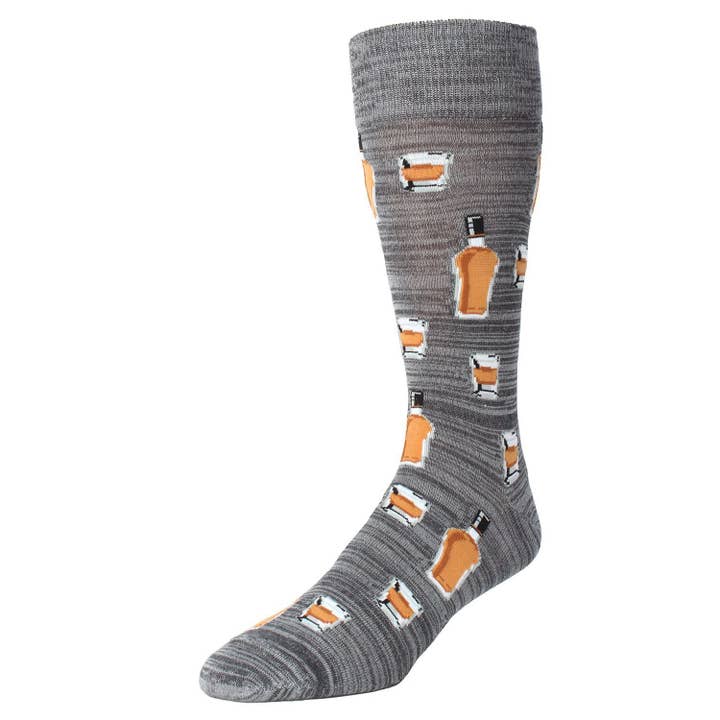 Men's Bamboo Crew Socks Asphalt Whiskey Bar