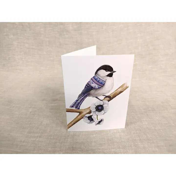 Chickadee With Patterned Feathers Card