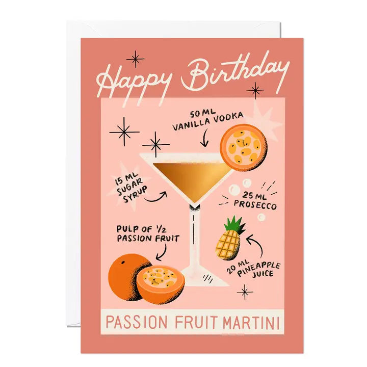 Passion Fruit Martini Birthday Card
