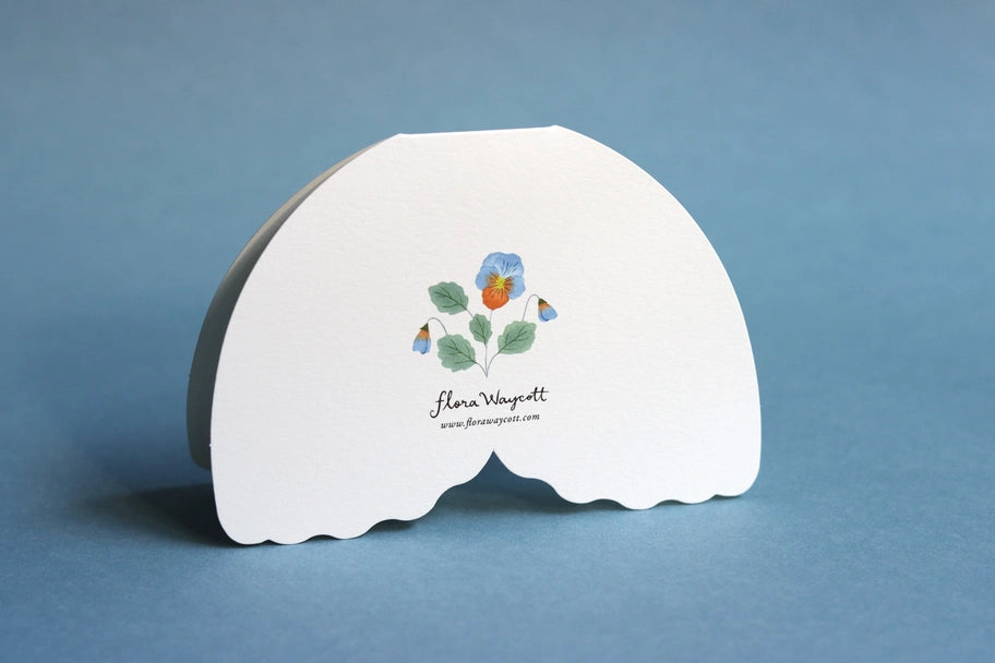 Floral Moth shaped card - Blue