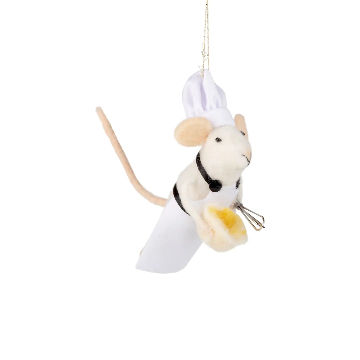 F19 - Felt Mouse Baker Holding A Mixing Bowl Ornament
