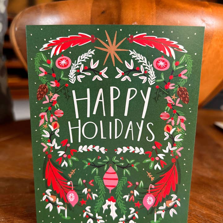 Happy Holidays Woodland Garland Card