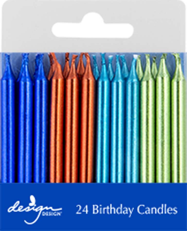 Blue Green Metallic Stick Candles