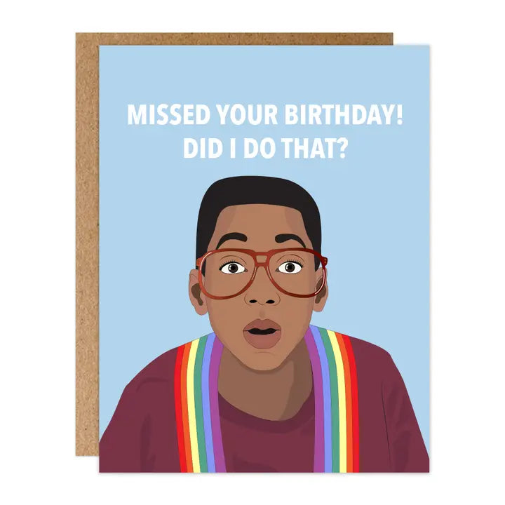 Urkel Belated Birthday Card