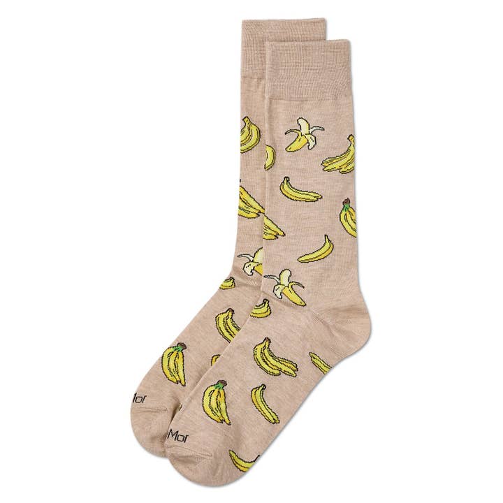 Men's Bamboo Crew Socks Hemp Heather Bananas