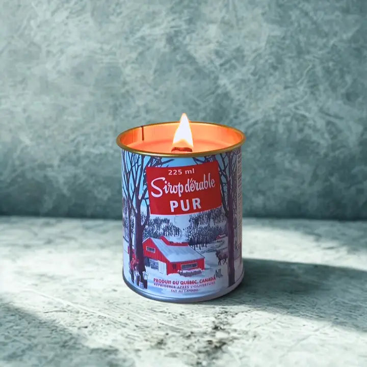 Maple Syrup Candle Iconic Tin Can Wood Wick