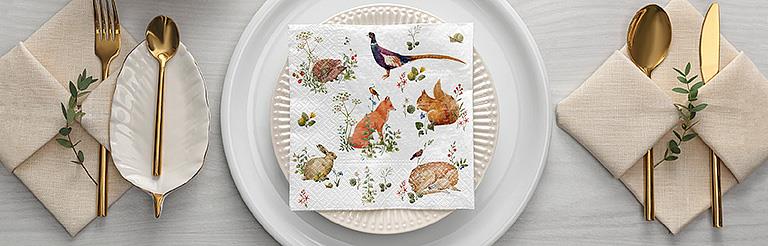 Luncheon Wild Forest Animals Napkins. Pack of 20