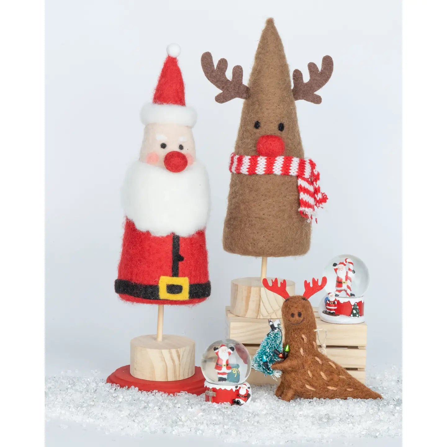 F83 - Felt Dinosaur With Antlers And Christmas Tree Ornament