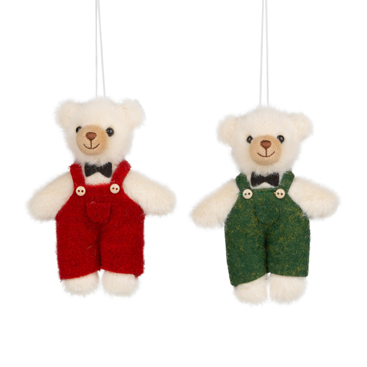 Plush Teddy Bear Red + Green Ornament