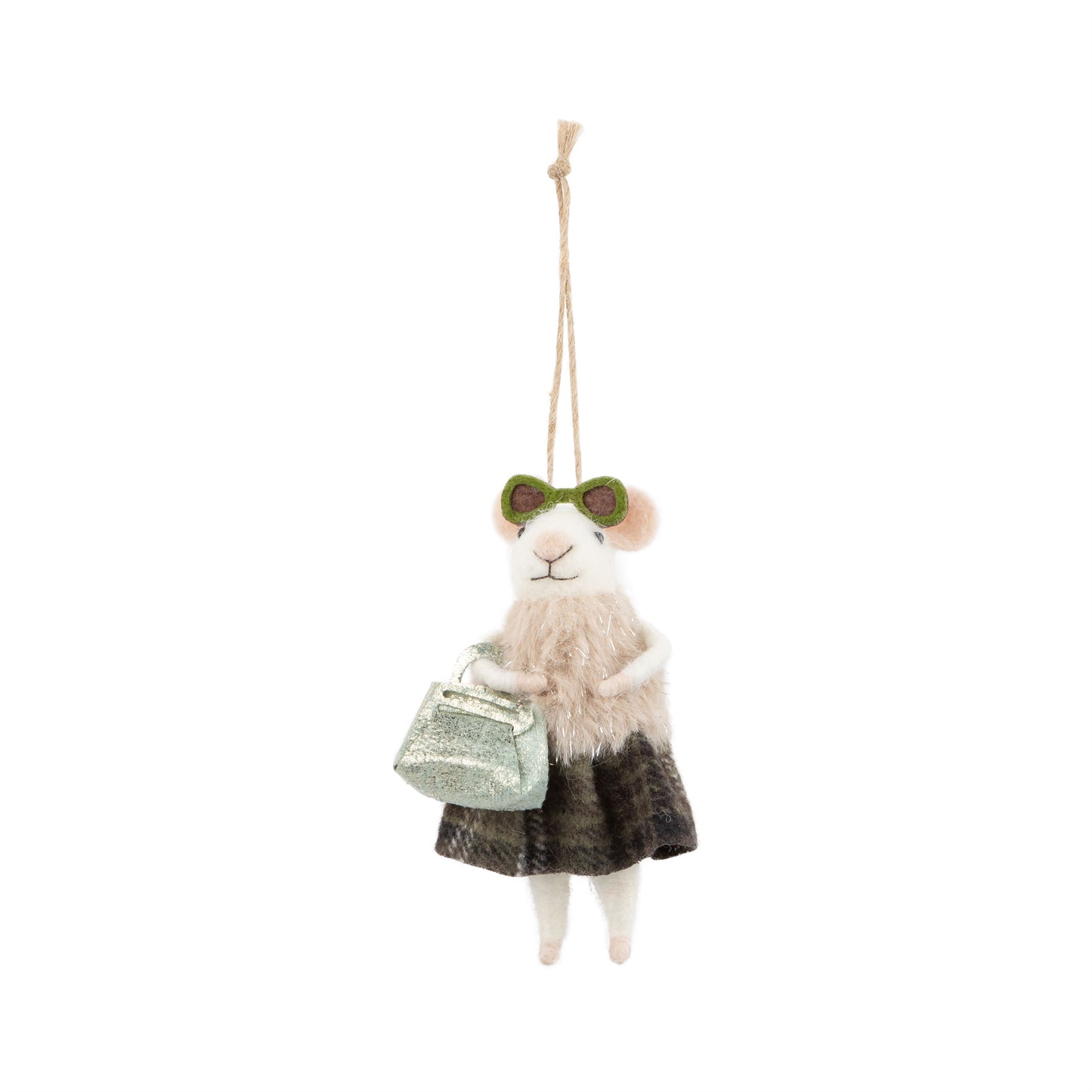 F3 - Felt Mouse With Sunglasses Ornament In Fur Coat