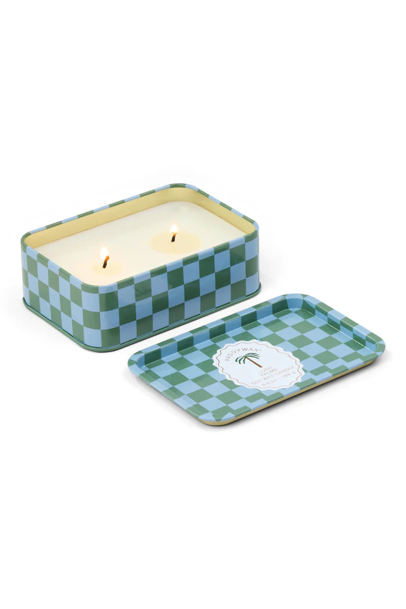 A Dopo Printed Tin Palm Candle