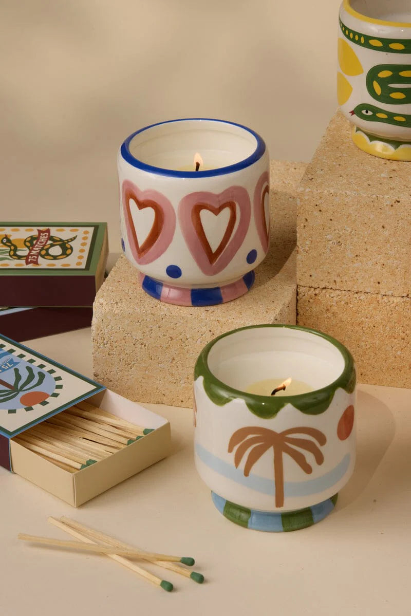 A Dopo Handpainted Hearts Ceramic Rosewood Vanilla