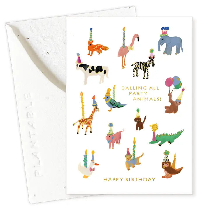 Animal Party Sprout Mini Greeting Card