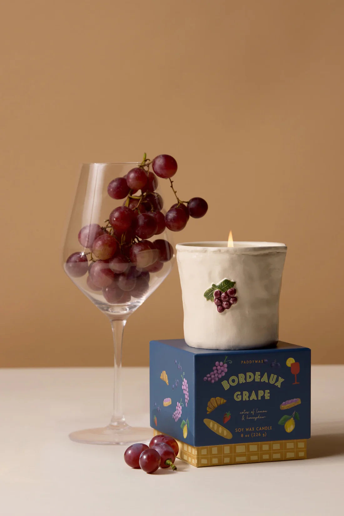 Bistro Imperfect White Ceramic Candle Bordeaux Grape