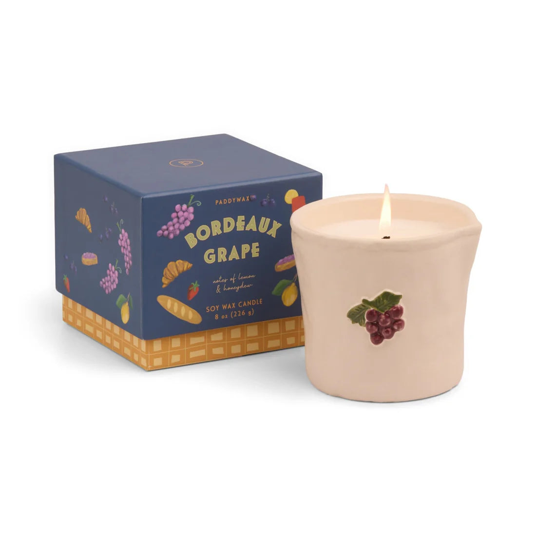 Bistro Imperfect White Ceramic Candle Bordeaux Grape