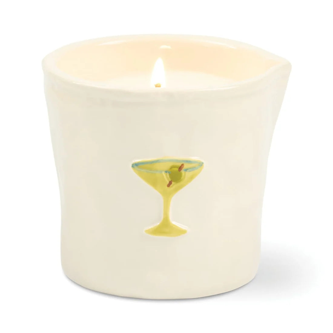 Bistro Imperfect White Ceramic Candle Martini 8oz